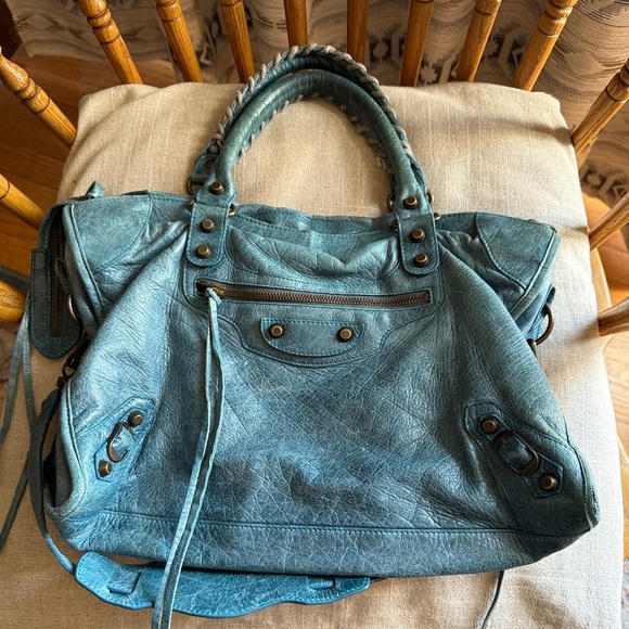 BALENCIAGA Spring 2005 City Bag Teal Blue, Chevre Leather - Rare, HTF Color! - Picture 5 of 16
